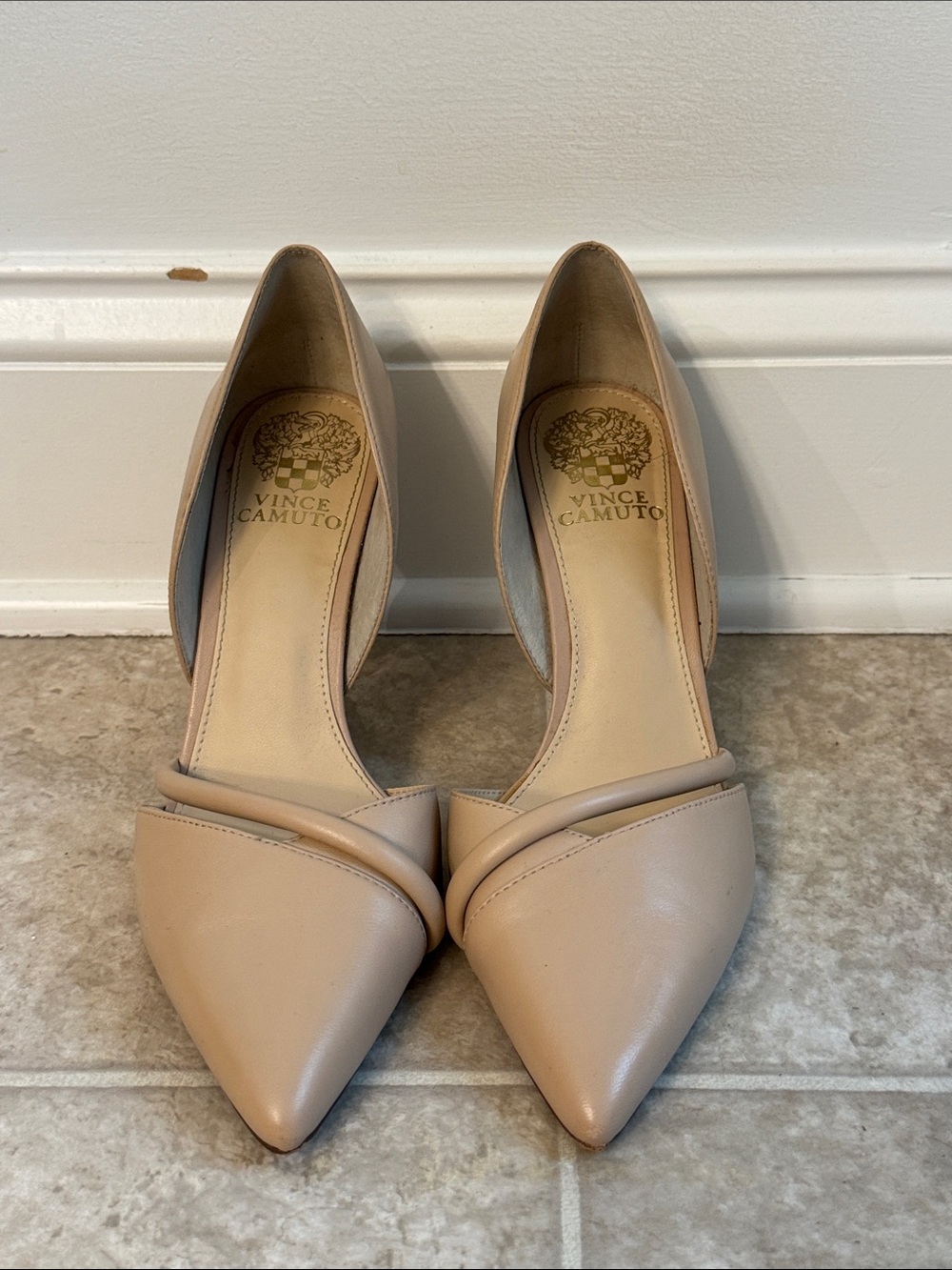 Vince Camuto Beige Pointed D'Orsay Pumps